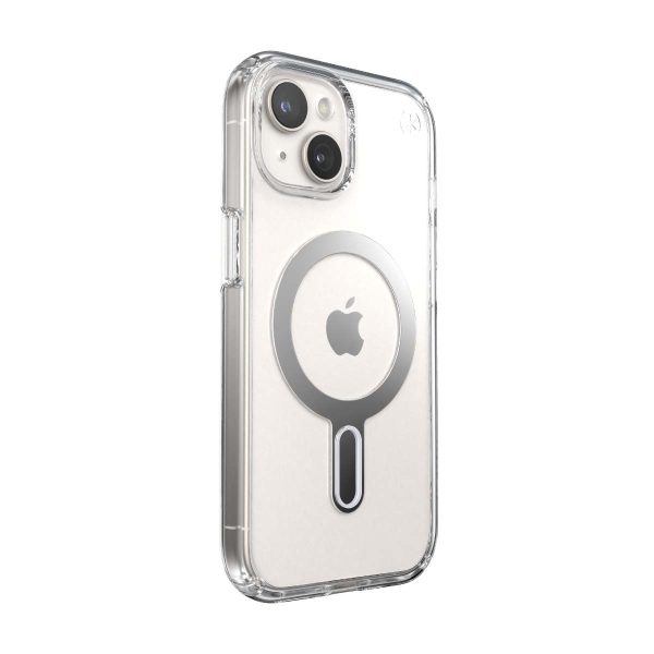 Калъф Speck Presidio Perfect-Clear MagSafe With Click&Lock iPhone 15, 13, 14 Clear/Chrome – изглед 1