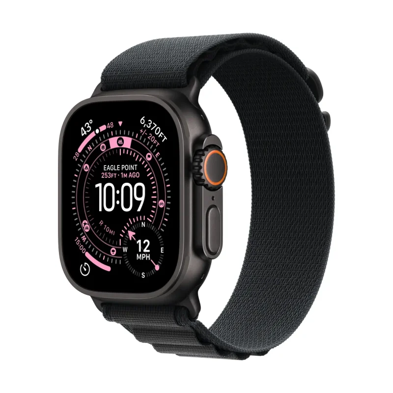 Apple Watch Ultra 3 GPS + Cellular 49mm Black Titanium Case with Black Alpine Loop - Small