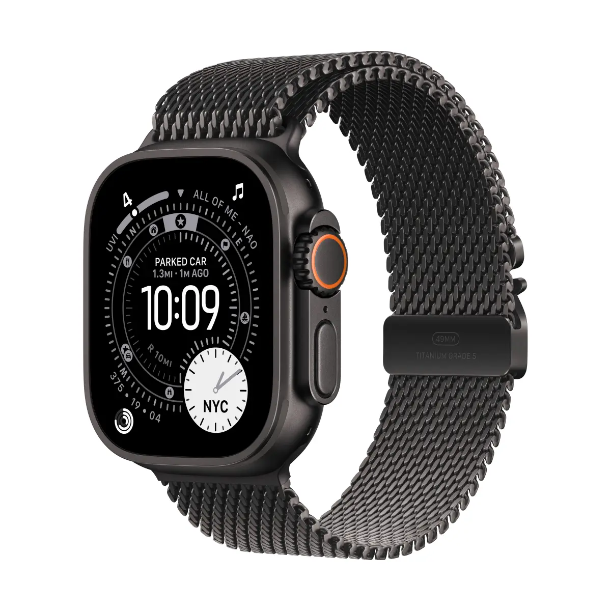 Apple Watch Ultra 3 GPS + Cellular 49mm Black Titanium Case with Black Titanium Milanese Loop - Small
