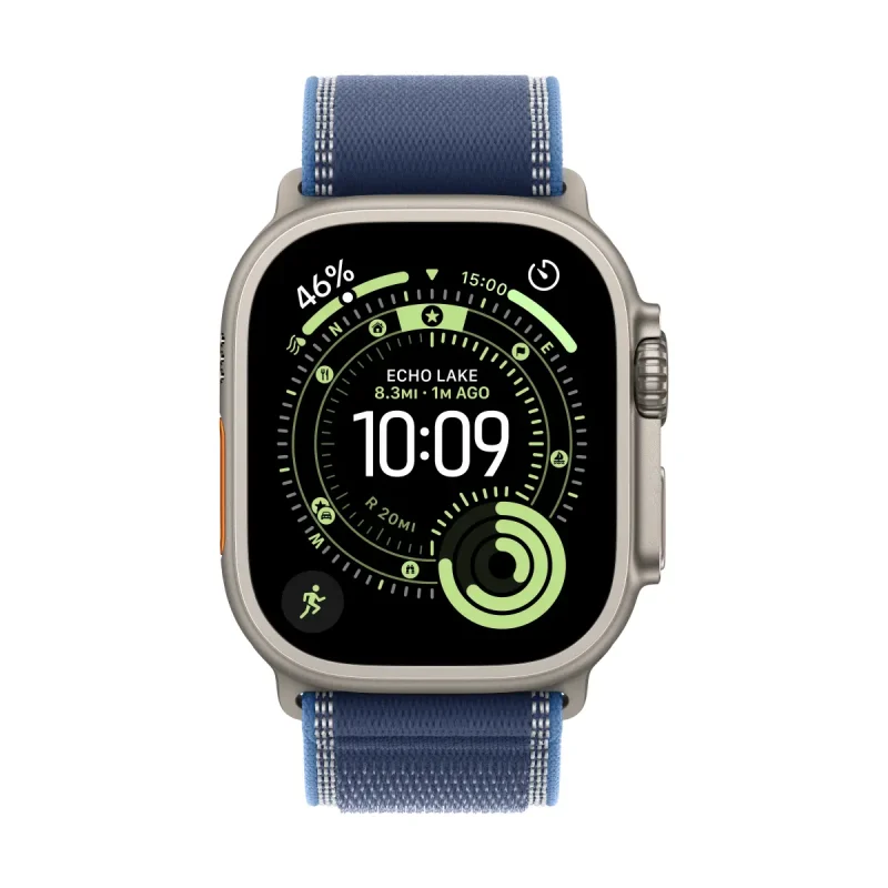 Apple Watch Ultra 3 GPS + Cellular 49mm Natural Titanium Case with Blue/Bright Blue Trail Loop - S/M – изглед 1