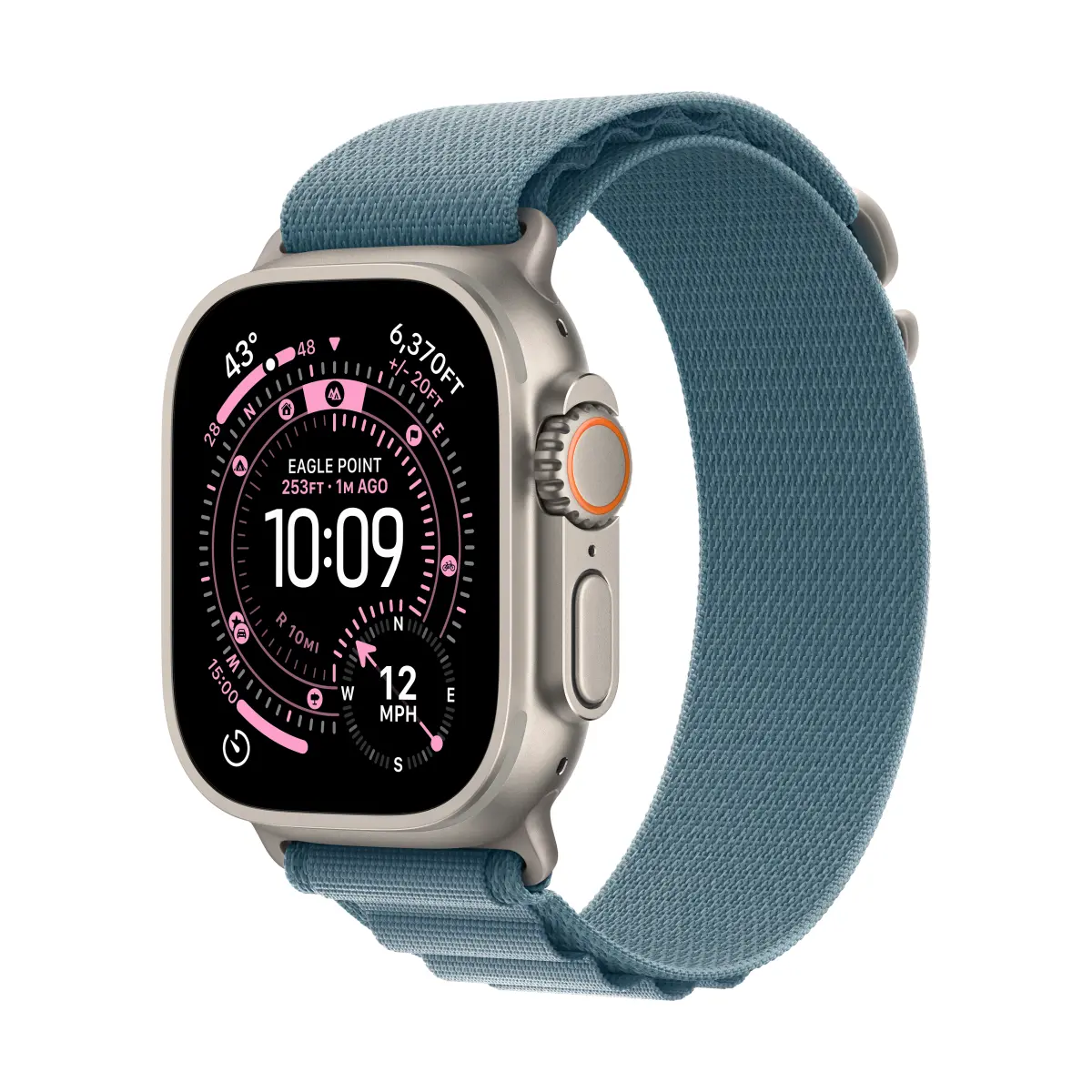 Apple Watch Ultra 3 GPS + Cellular 49mm Natural Titanium Case with Light Blue Alpine Loop - Small