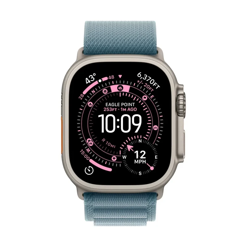 Apple Watch Ultra 3 GPS + Cellular 49mm Natural Titanium Case with Light Blue Alpine Loop - Small – изглед 1