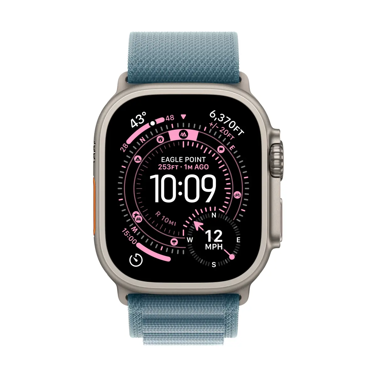 Apple Watch Ultra 3 GPS + Cellular 49mm Natural Titanium Case with Light Blue Alpine Loop - Small – изглед 1
