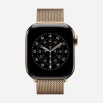 Apple Watch Series 11 GPS + Cellular 42mm Gold Titanium Case with Gold Milanese Loop – изглед 1