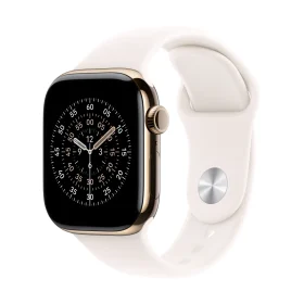 Apple Watch Series 11 GPS + Cellular 42mm Gold Titanium Case with Light Blush Sport Band - S/M