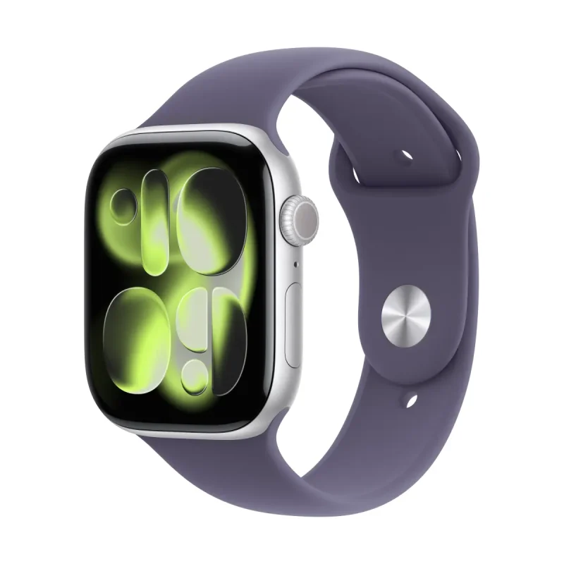 Apple Watch Series 11 GPS 46mm Silver Aluminium Case with Purple Fog Sport Band - S/M