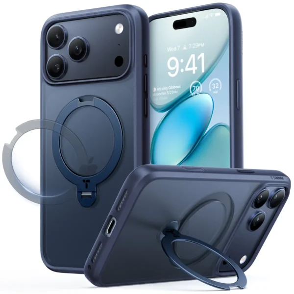 Torras Ostand Spin за iPhone 17 Pro Max, Navy Blue – изглед 1