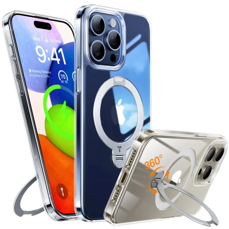 Torras Ostand Spin за iPhone 15 Pro Max, Clear