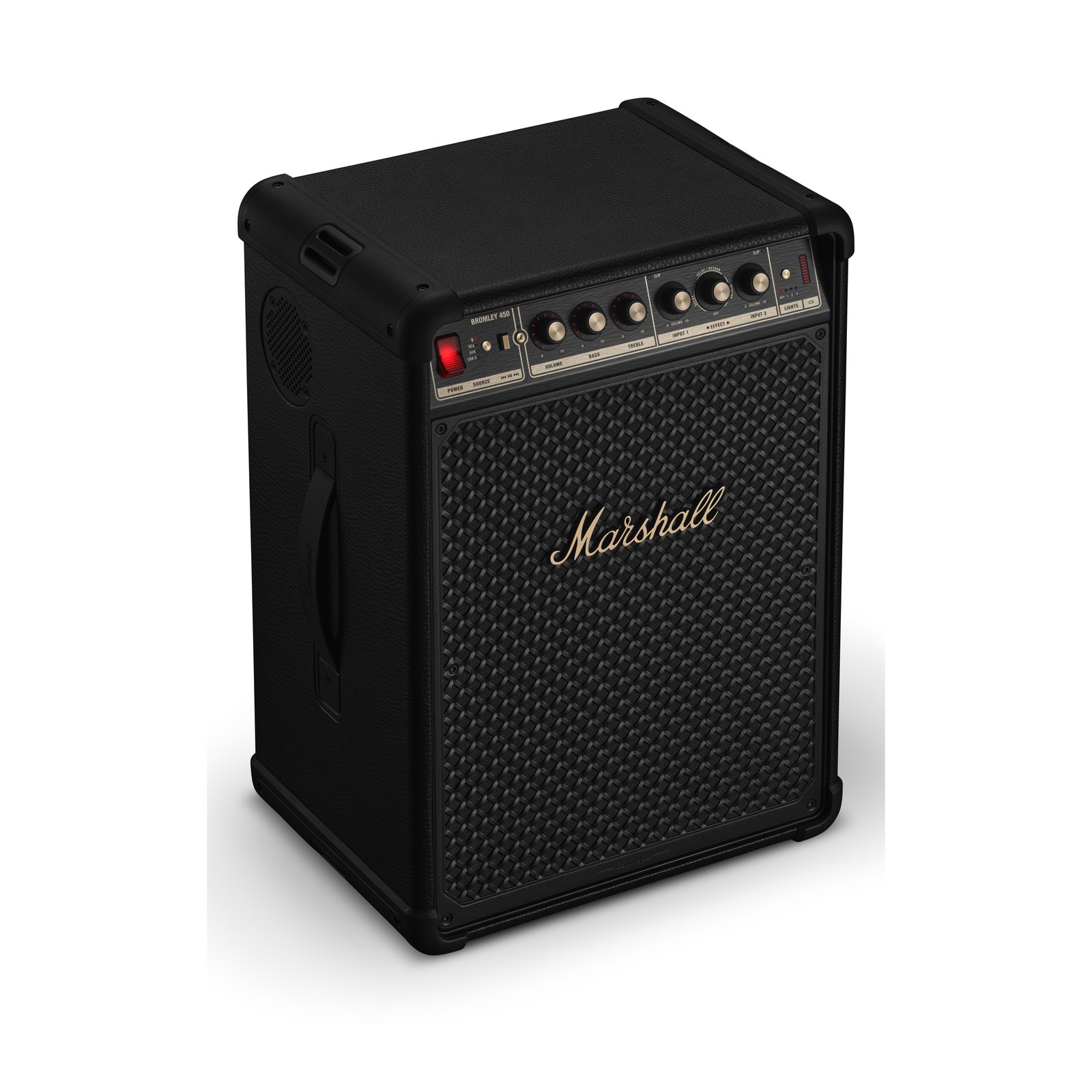 Marshall Bromley 450 Black, черна колонка 1 Marshall Bromley 450 Black & Brass, черна колонка - под ъгъл