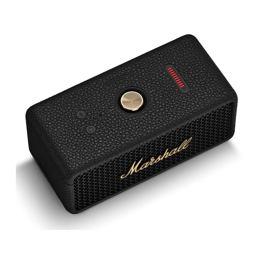 Marshall Emberton III Black, черна колонка 1 Marshall Emberton III Black & Brass, черна колонка - под ъгъл