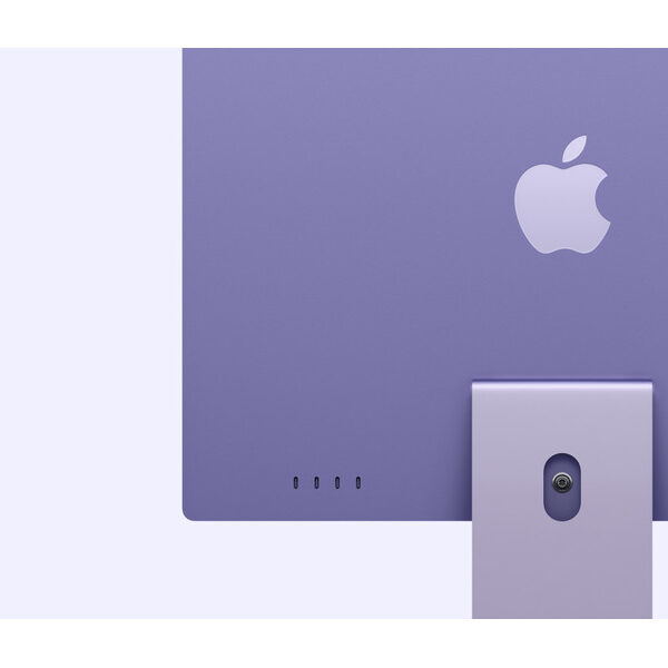 Гърбът на лилавия iMac 24 инча с логото на Apple