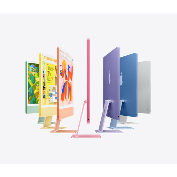 Седемте цвята на iMac 24 инча един до друг