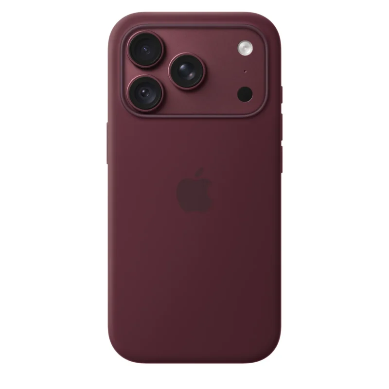 Силиконов калъф Apple за iPhone 18 Pro, бордо