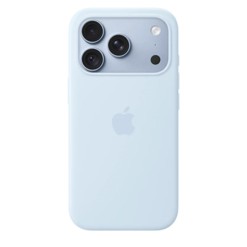 Силиконов калъф Apple за iPhone 18 Pro, светлосин