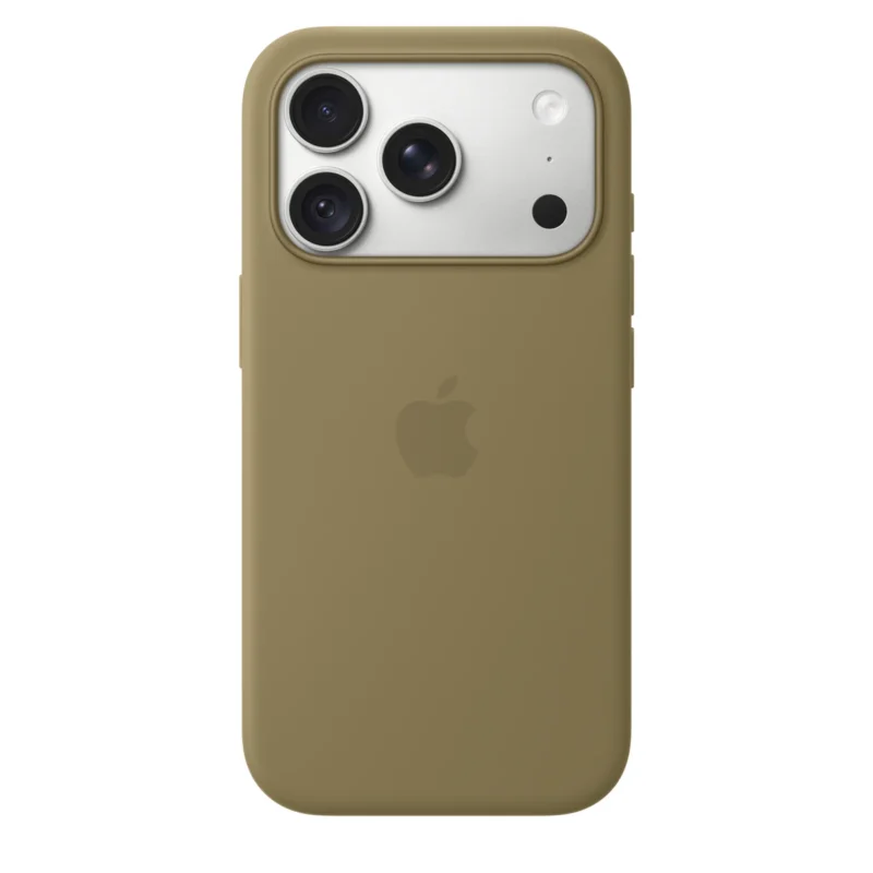 Силиконов калъф Apple за iPhone 18 Pro, маслиненозелен