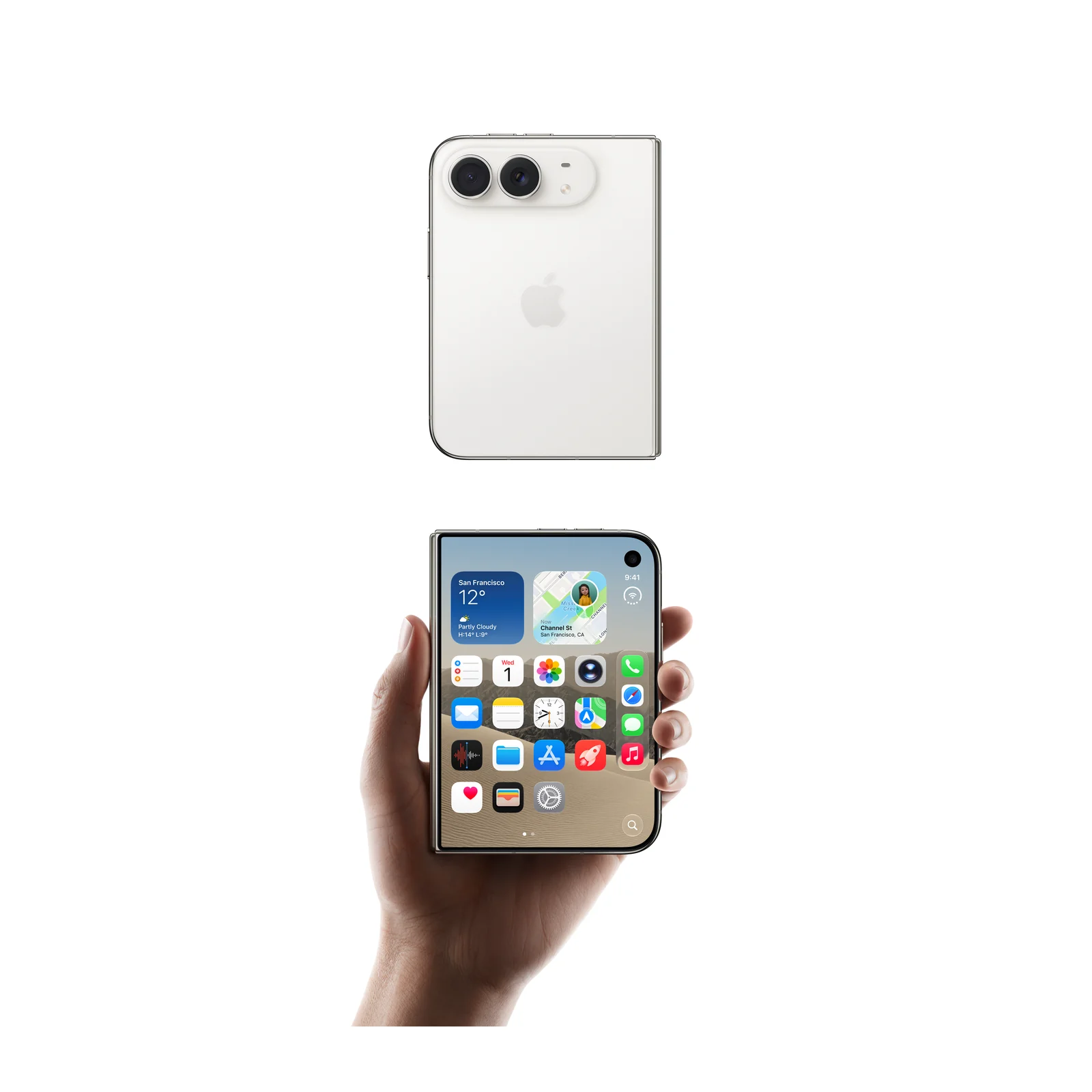 iPhone Duo в цвят Star White – отзад и затворен в ръка