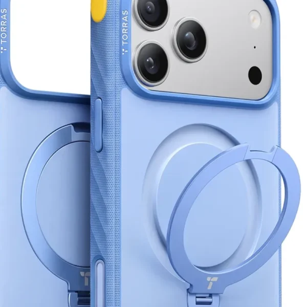 Torras Ostand Q3 Rugged за iPhone 18 Pro, Blue – детайл