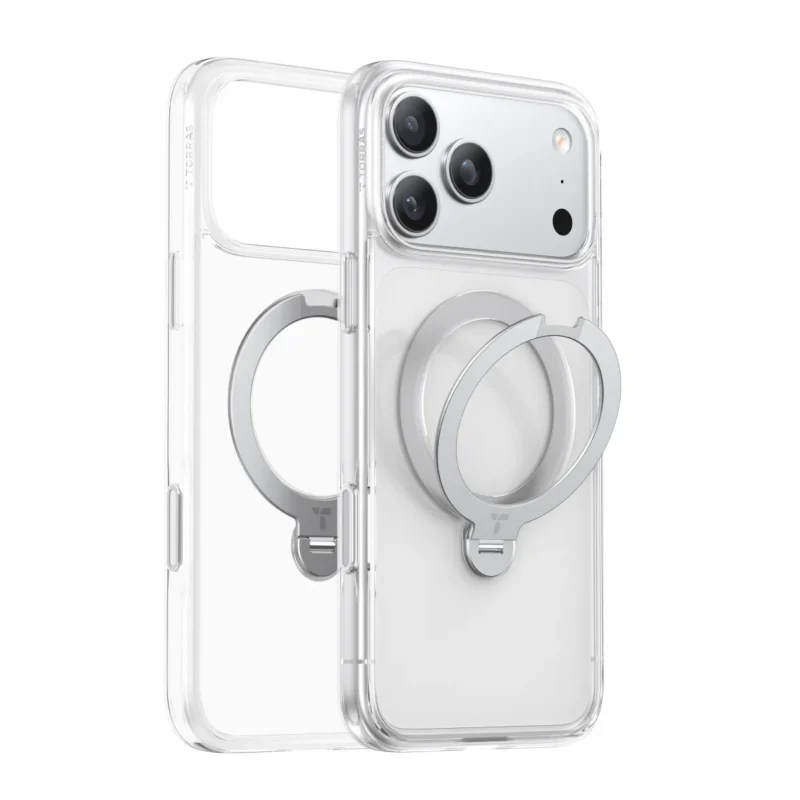Torras Ostand Q3 Spin за iPhone 18 Pro, Clear