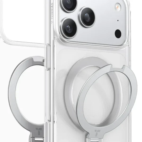 Torras Ostand Q3 Spin за iPhone 18 Pro, Clear – детайл