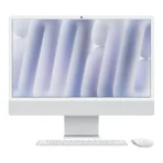 iMac 24 с чип M6 в цвят Silver – отпред, с клавиатура и мишка